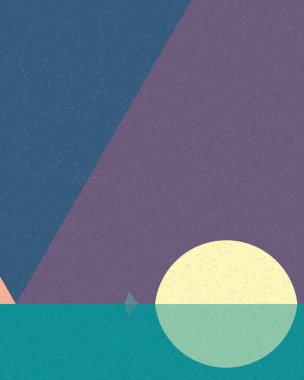 Geometrik manzara, üretken sanat posteri, vektör illüstrasyonu 