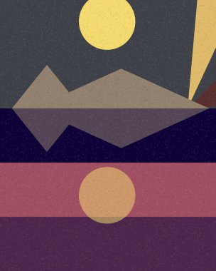 Geometrik manzara, sanat posteri, illüstrasyon