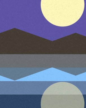 Geometrik manzara, üretken sanat posteri, vektör illüstrasyonu 