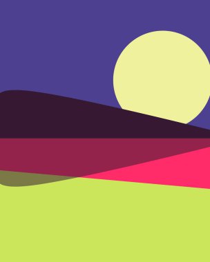 Geometrik manzara, üretken sanat posteri, vektör illüstrasyonu 