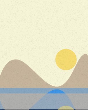 Geometrik manzara, üretken sanat posteri, vektör illüstrasyonu 