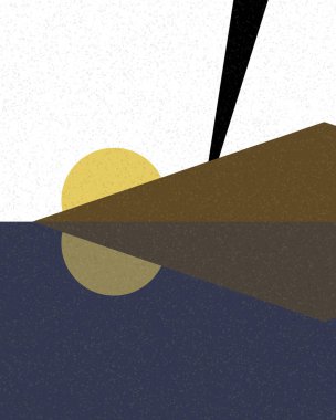 Geometrik manzara, üretken sanat posteri, vektör illüstrasyonu 