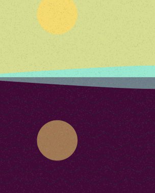 Geometrik manzara, üretken sanat posteri, vektör illüstrasyonu 