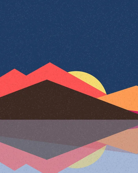 Geometrik manzara, üretken sanat posteri, vektör illüstrasyonu 