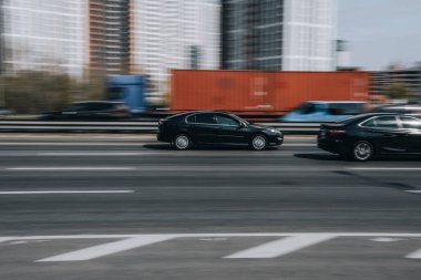 Ukraine, Kyiv - 29 April 2021: Black Renault Laguna car moving on the street. Editorial
