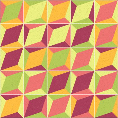 Soyut renk geometrik mozaik desen üretken hesaplama sanatı çizimi, fayans rengi parçalarının taklidi