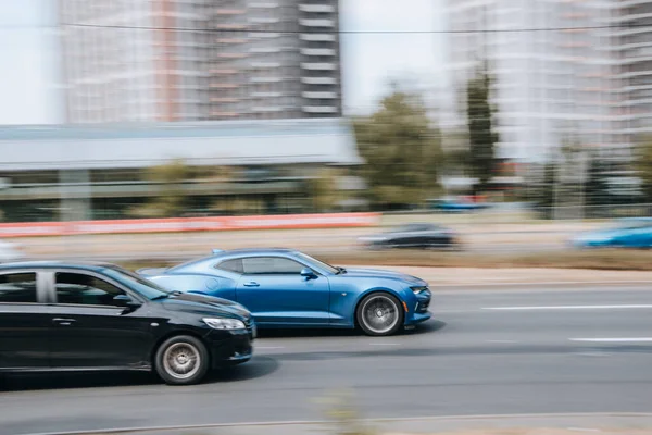 Ukraine Kyiv June 2021 Black Ford Falcon Car Moving Street — Stock Photo, Image