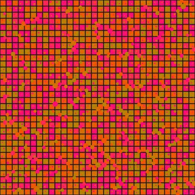 Soyut renk geometrik mozaik desen üretken hesaplama sanatı çizimi, fayans rengi parçalarının taklidi