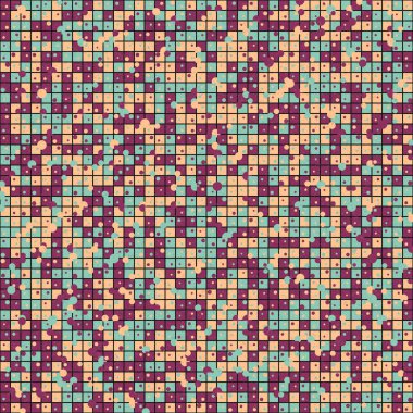 Soyut renk geometrik mozaik desen üretken hesaplama sanatı çizimi, fayans rengi parçalarının taklidi