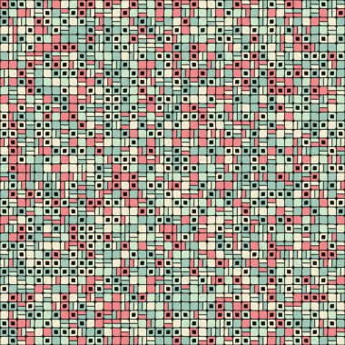 Soyut renk geometrik mozaik desen üretken hesaplama sanatı çizimi, fayans rengi parçalarının taklidi