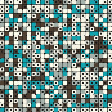 Soyut renk geometrik mozaik desen üretken hesaplama sanatı çizimi, fayans rengi parçalarının taklidi