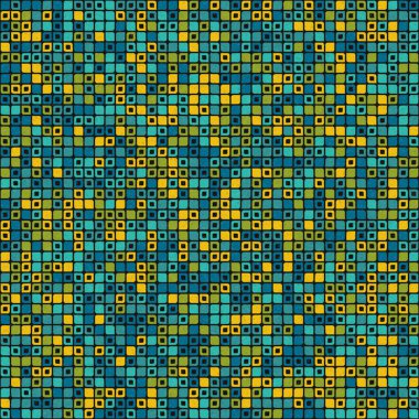 Soyut renk geometrik mozaik desen, üretken hesaplama sanatı illüstrasyonu, fayans rengi parçalarının taklidi
