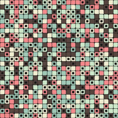 Soyut renk geometrik mozaik desen üretken hesaplama sanatı çizimi, fayans rengi parçalarının taklidi