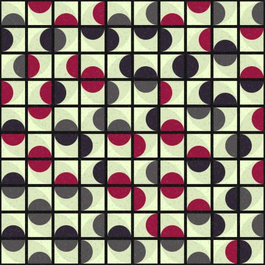 Soyut renk geometrik mozaik desen üretici hesaplama sanatı illüstrasyonu, fayans renk parçalarının taklit edilmesi