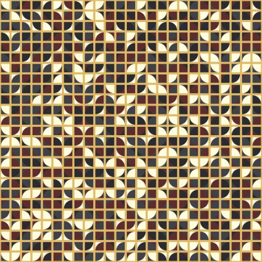 Soyut renk geometrik mozaik desen üretici hesaplama sanatı illüstrasyonu, fayans renk parçalarının taklit edilmesi