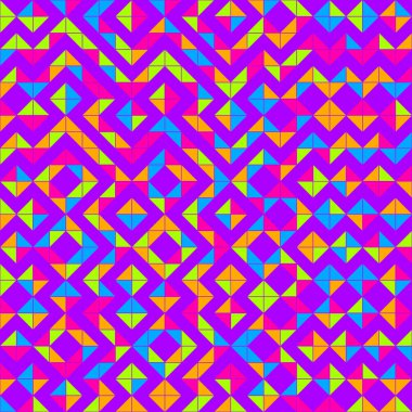 Soyut renk geometrik mozaik desen üretici hesaplama sanatı illüstrasyonu, fayans renk parçalarının taklit edilmesi