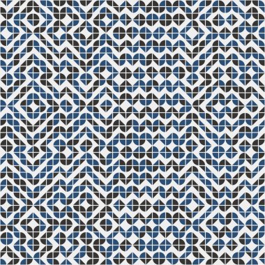 Soyut renk geometrik mozaik desen üretici hesaplama sanatı illüstrasyonu, fayans renk parçalarının taklit edilmesi