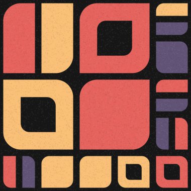 Soyut renk geometrik mozaik desen üretici hesaplama sanatı illüstrasyonu, fayans renk parçalarının taklit edilmesi