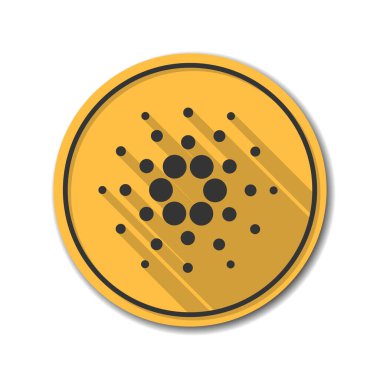 Cardano parası. Kripto para zinciri engelleme madeni para Cardano ADA sembol vektör illüstrasyonu