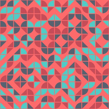 Soyut renk geometrik mozaik desen üretici hesaplama sanatı illüstrasyonu, fayans renk parçalarının taklit edilmesi