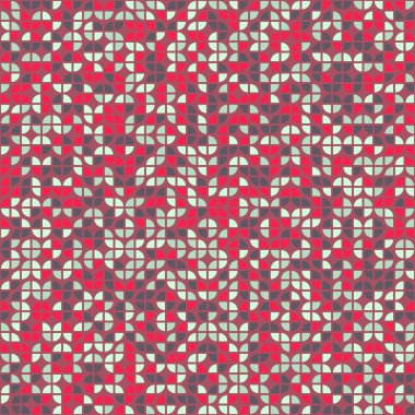 Tekrarlanan elementlerin gösterildiği soyut geometrik desen