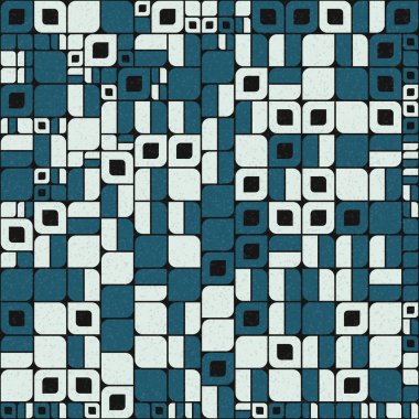 Soyut renk geometrik mozaik desen üretici hesaplama sanatı illüstrasyonu, fayans renk parçalarının taklit edilmesi