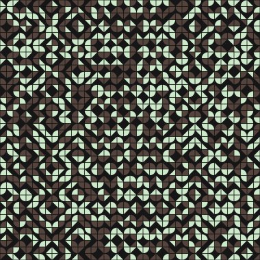 Tekrarlanan elementlerin gösterildiği soyut geometrik desen