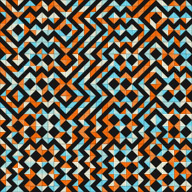 Tekrarlanan elementlerin gösterildiği soyut geometrik desen