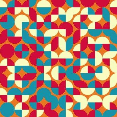 Soyut renk geometrik mozaik desen üretici hesaplama sanatı illüstrasyonu, fayans renk parçalarının taklit edilmesi