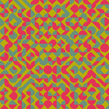 Soyut renk geometrik mozaik desen üretici hesaplama sanatı illüstrasyonu, fayans renk parçalarının taklit edilmesi