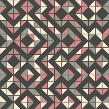 Soyut renk geometrik mozaik desen üretici hesaplama sanatı illüstrasyonu, fayans renk parçalarının taklit edilmesi