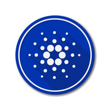 Cardano parası. Kripto para zinciri engelleme madeni para Cardano ADA sembol vektör illüstrasyonu