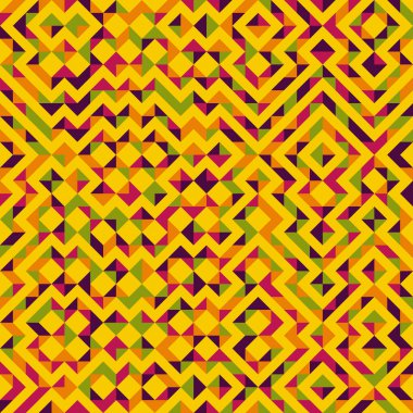 Soyut renk geometrik mozaik desen üretici hesaplama sanatı illüstrasyonu, fayans renk parçalarının taklit edilmesi