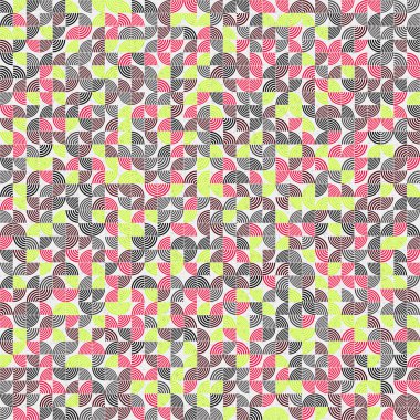 Soyut renk geometrik mozaik desen üretici hesaplama sanatı illüstrasyonu, fayans renk parçalarının taklit edilmesi