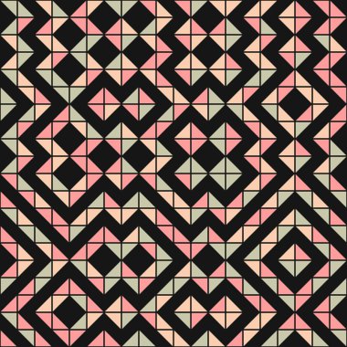 Soyut renk geometrik mozaik desen üretici hesaplama sanatı illüstrasyonu, fayans renk parçalarının taklit edilmesi