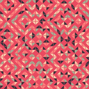 Soyut renk geometrik mozaik desen üretici hesaplama sanatı illüstrasyonu, fayans renk parçalarının taklit edilmesi