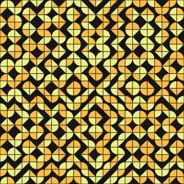 Tekrarlanan elementlerin gösterildiği soyut geometrik desen