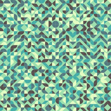 Tekrarlanan elementlerin gösterildiği soyut geometrik desen