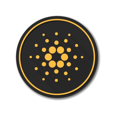 Cardano parası. Kripto para zinciri engelleme madeni para Cardano ADA sembol vektör illüstrasyonu