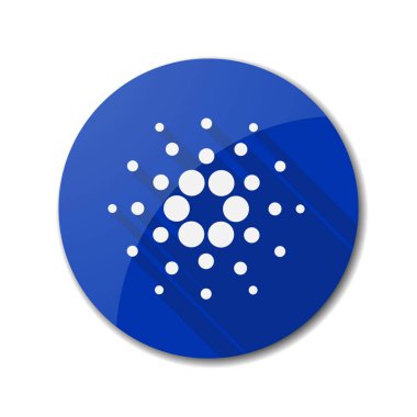Cardano parası. Kripto para zinciri engelleme madeni para Cardano ADA sembol vektör illüstrasyonu