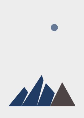 Geometric mountains silhouette, landscape art illustration 