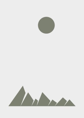 Geometric mountains silhouette, landscape art illustration 