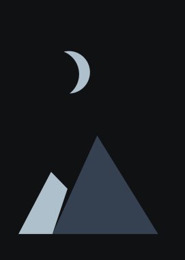 Geometric mountains silhouette, landscape art illustration 