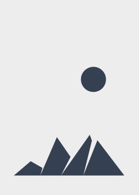 Geometric mountains silhouette, landscape art illustration 