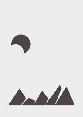 Geometric mountains silhouette, landscape art illustration 