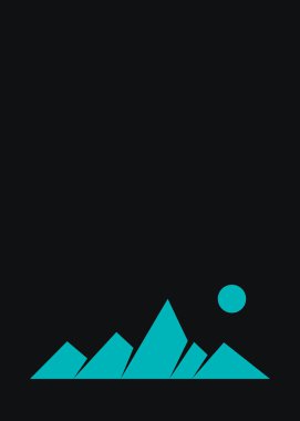 Geometric mountains silhouette, landscape art illustration 