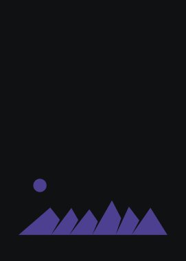 Geometric mountains silhouette, landscape art illustration 