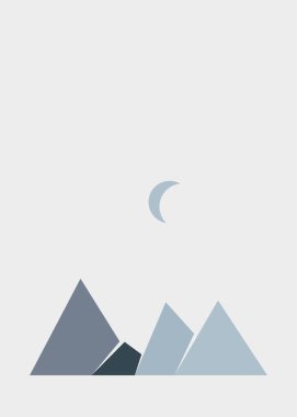 Geometric mountains silhouette, landscape art illustration 