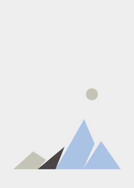 Geometric mountains silhouette, landscape art illustration 