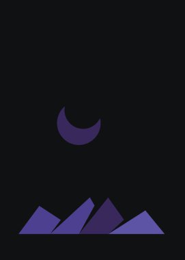 Geometric mountains silhouette, landscape art illustration 